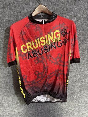 Pro-Form Cycling Jersey Mens XL Red Cruising To Stop Abusing Full Zip Pockets